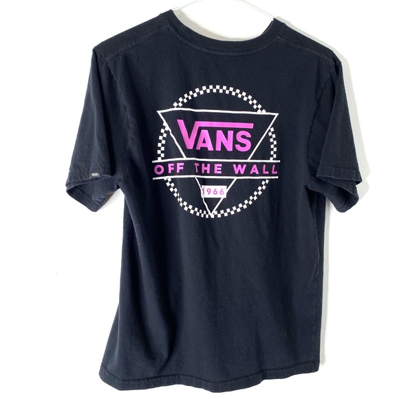 VANS Black Purple Checkered Graphic Crew Neck Tee - Picture 2 of 6